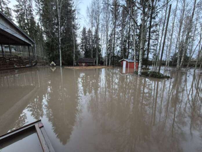 Yläneenjoki nousi Himolan Teatterin katsomoon asti. Kuva: Heli Virtanen.