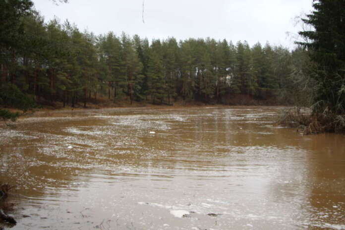 Keskiviikkona 27.11. Aurajoki oli jo suurelta osin uomassaan. Joessa virtasi tavallista ruskeampaa vettä.